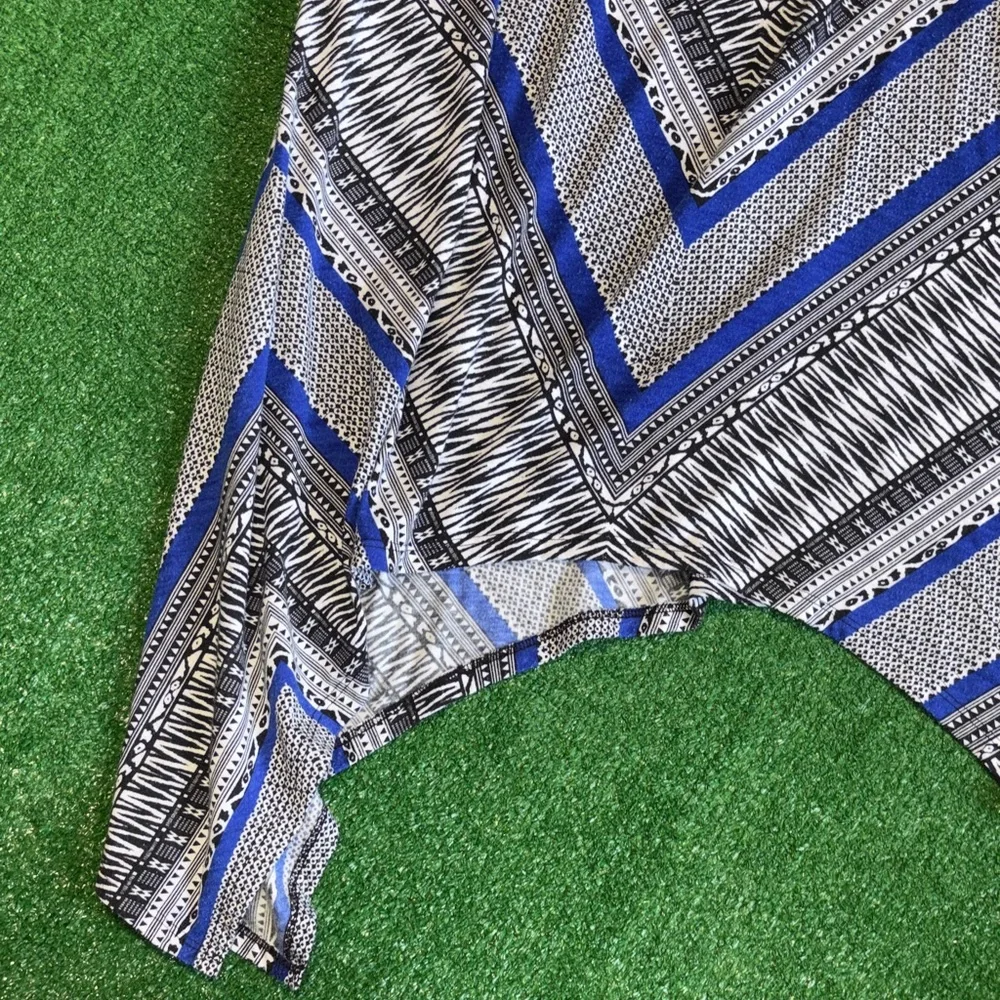 Stretch Long Blue and Black Patterned Women's Skirt